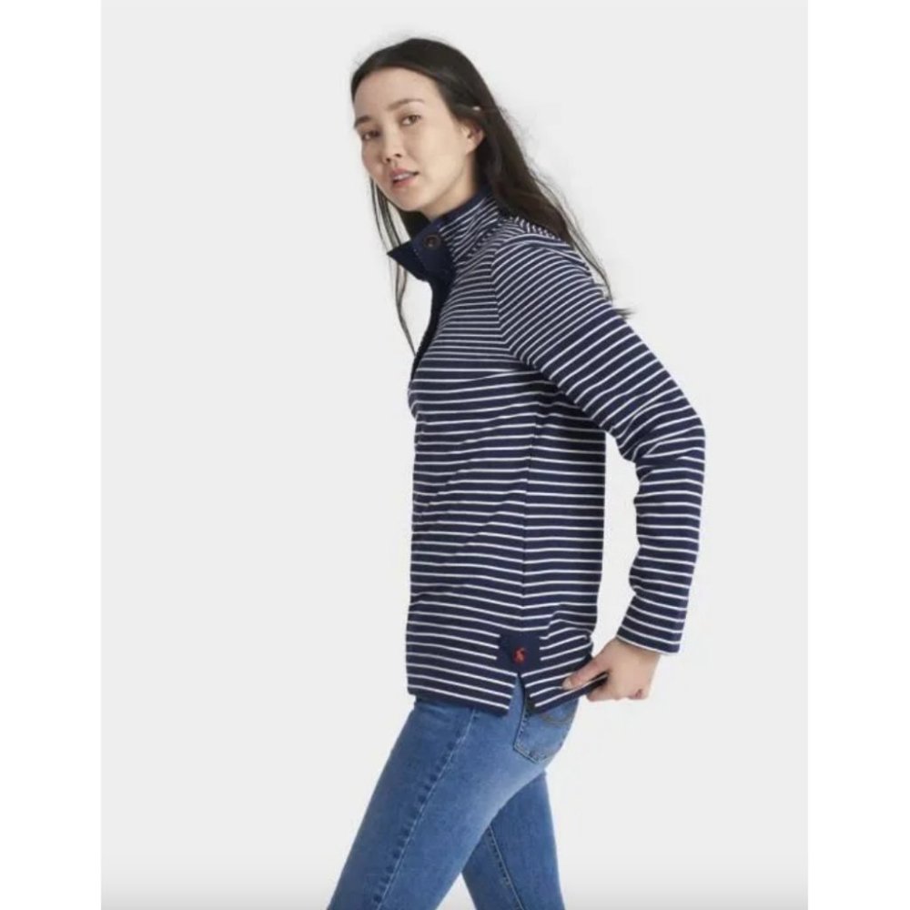 Joules Womens Cowdray Striped Sweatshirt In Jet Size 8 US